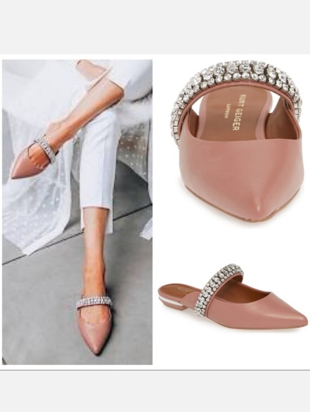 KURT GEIGER PRINCELY EMBELLISHED MULES 37/7